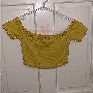 Yellow off the shoulder crop top